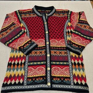 Multi-Color Patterned Women's Cardigan Sweater